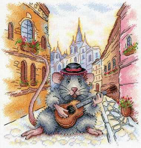 Mouse musician: Spanish Serenade. Cross stitch kit. MP Studio HB-697