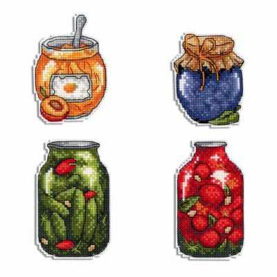 Preservatives  Magnets Cross stitch kit on plastic canvas. MP Studio P-454