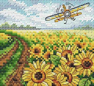 Miniature: Sunflower Morning. Cross stitch kit. MP Studio M-519