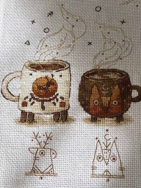 Coffee keepers. Counted Cross stitch kit. Adrianna X-05