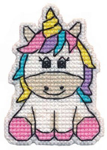 Unicorn Pin. Mini Embroidery Kit on Plastic Canvas Oven 1313