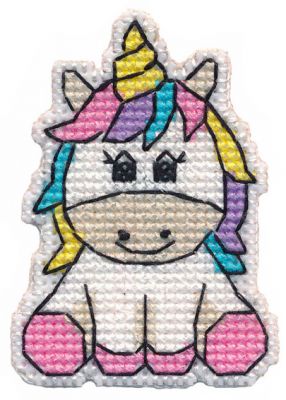 Unicorn Pin. Mini Embroidery Kit on Plastic Canvas Oven 1313