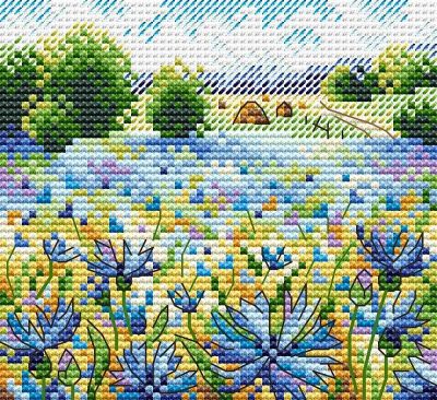 Miniature: Knapweeds Morning. Cross stitch kit. MP Studio M-528