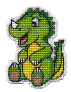 Dinosaurs Pin. Mini Embroidery Kit on Plastic Canvas Oven 1321