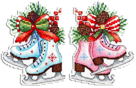 Christmas-Figure skating. 2D Cross stitch kit on plastic canvas. MP Studio P-497