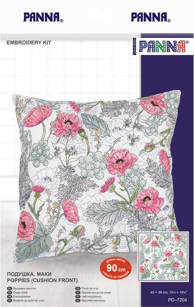 Cushion top: Poppies. Cross stitch kit. Panna PD-7204