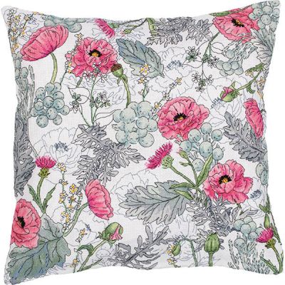 Cushion top: Poppies. Cross stitch kit. Panna PD-7204