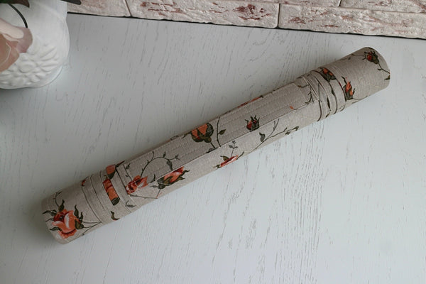 Project Roll/Bag for Embroidery Process, Embroidery Holder, Craft Keeper. Rose in grey pattern.