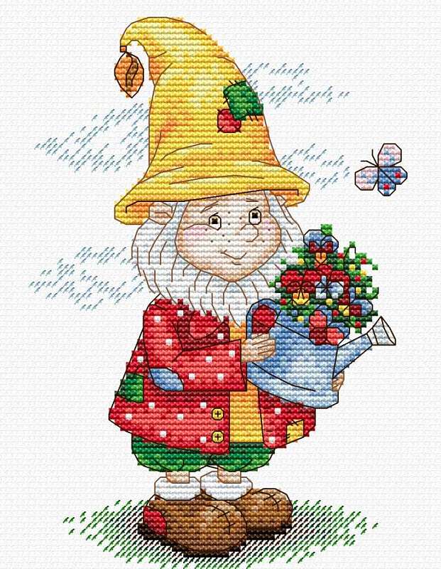 Gnome with can. Cross stitch kit. MP Studio M-133