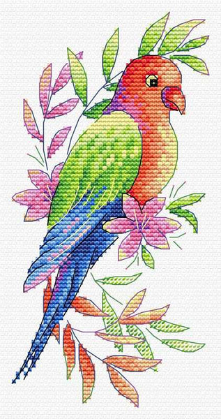 Parrot.  Cross stitch kit for cloth embroidery  MP Studio B-535