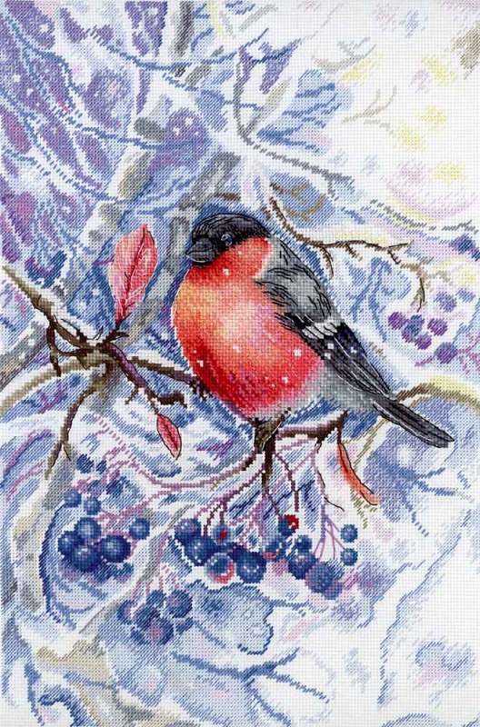 Winter Bullfinch. Cross stitch kit. MP Studio HB-665