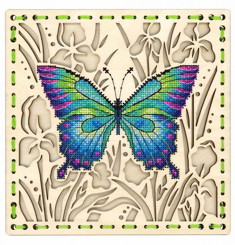 Dragonfly.  Cross stitch kit on wooden base.  MP Studio O-016