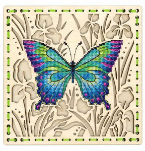 Dragonfly.  Cross stitch kit on wooden base.  MP Studio O-016