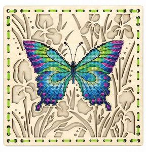 Butterfly.  Cross stitch kit on wooden base.  MP Studio O-015