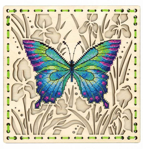 Butterfly.  Cross stitch kit on wooden base.  MP Studio O-015