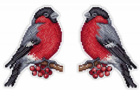 Bullfinch 2D Cross stitch kit on plastic canvas. MP Studio P-156