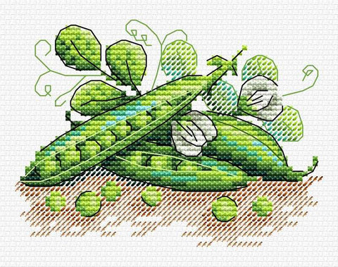 Green pea. Mini Cross stitch kit. MP Studio M-517