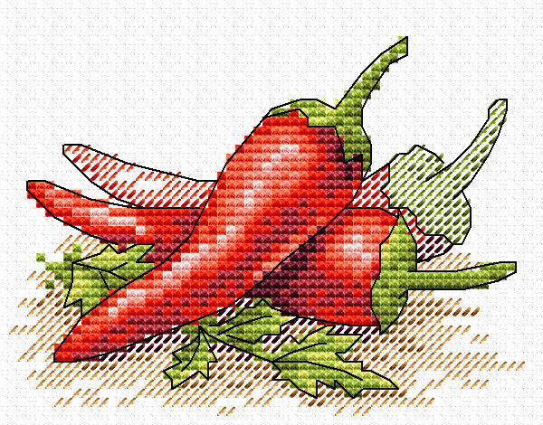 Red hot pepper. Mini Cross stitch kit. MP Studio M-442