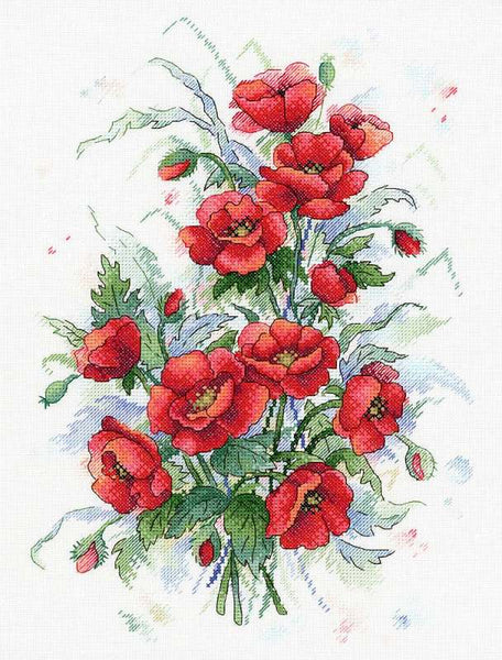 Poppies flame. Counted Cross Stitch Kit MP Studio A-037