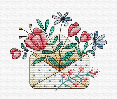 Letter with flowers.  Mini Cross stitch kit. MP Studio M-375