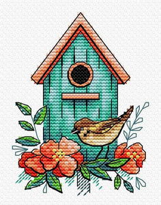 Bird House. Mini Cross stitch kit. MP Studio M-366