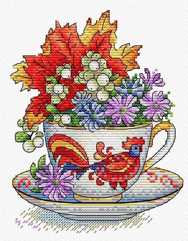 Fall Beverage.  Cross stitch kit. MP Studio M-604