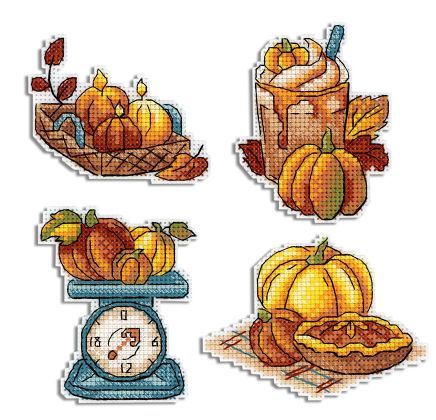 Pumpkin platter №1.  Magnets  Cross stitch kit on plastic canvas. MP Studio P-853