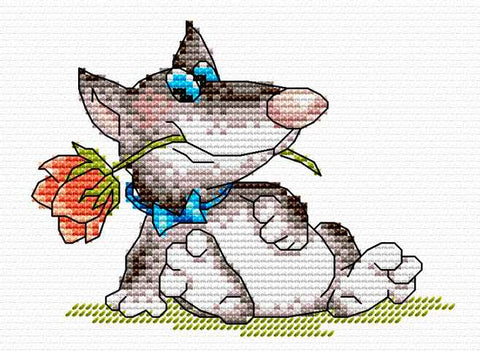 Wolf in love. Cross stitch kit. MP Studio M-043