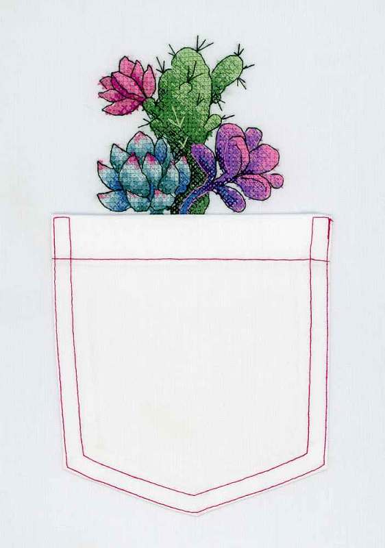 Succulents Cross stitch kit for cloth embroidery  MP Studio B-240