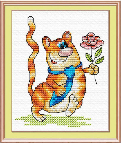 Cat in love. Cross stitch kit. MP Studio M-045