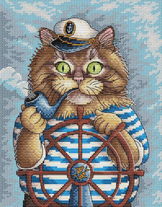 Captain Cat. Cross stitch kit. MP Studio M-214