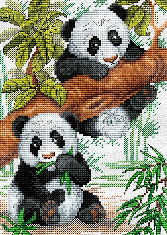 Funny Pandas. Cross stitch kit. MP Studio M-050