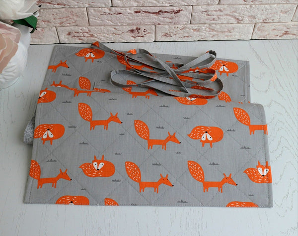 Project Roll/Bag for Embroidery Process, Embroidery Holder, Craft Keeper. Fox pattern.