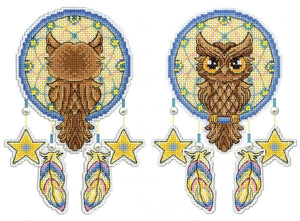 Dream Catcher:  Owl  2D  Cross stitch kit on plastic canvas. MP Studio P-273