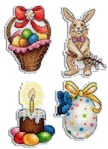 Easter Magnets  Cross stitch kit on plastic canvas. MP Studio M-407