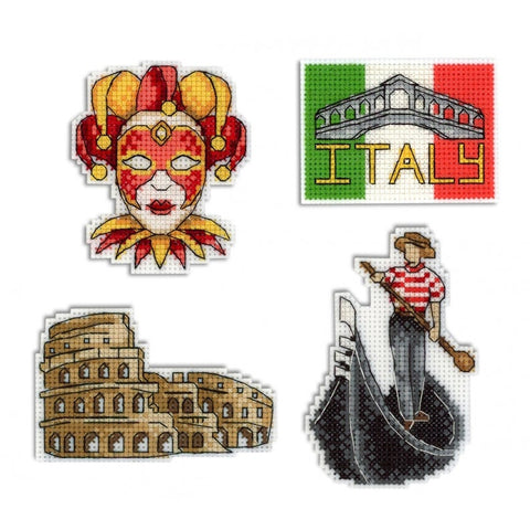 Italy. Magnets  Cross stitch kit on plastic canvas. MP Studio P-309