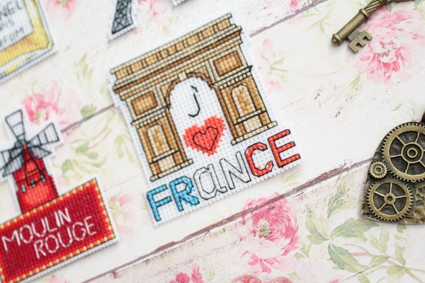 France. Magnets  Cross stitch kit on plastic canvas. MP Studio P-306