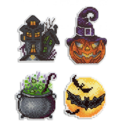 Halloween. Magnets Cross stitch kit on plastic canvas. MP Studio P-310