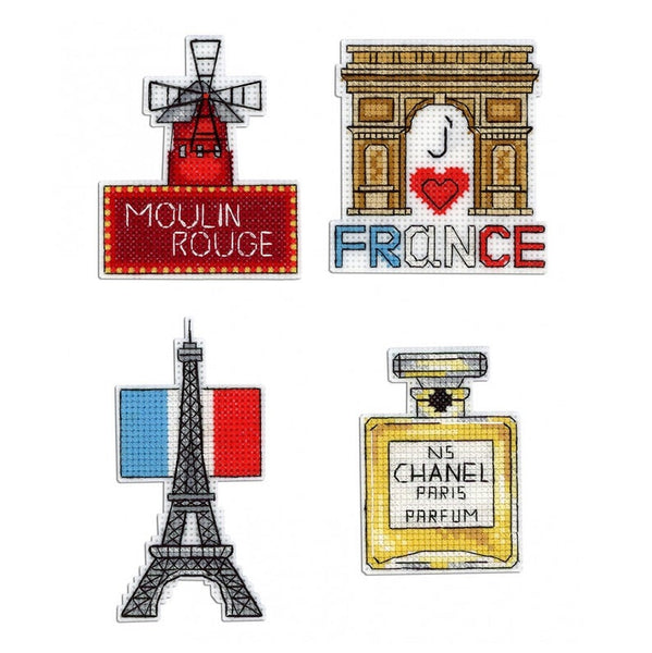 France. Magnets  Cross stitch kit on plastic canvas. MP Studio P-306