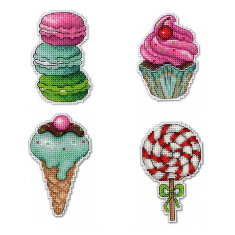 Sweet Treats. Magnets  Cross stitch kit on plastic canvas. MP Studio P-272