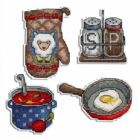 Bon Appetit  Magnets  Cross stitch kit on plastic canvas. MP Studio P-466