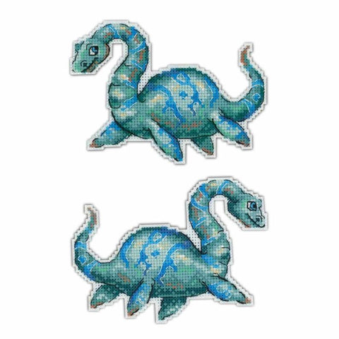 Dinosaur Plesiosaur 2D  Cross stitch kit on plastic canvas. MP Studio P-301