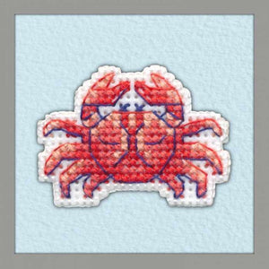 Crab Pin. Mini Embroidery Kit on Plastic Canvas Oven 1099