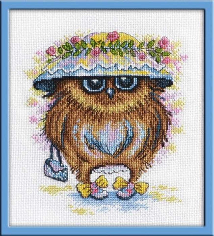 Fancy owl  in the Hat.  Cross Stitch Kit Oven 932