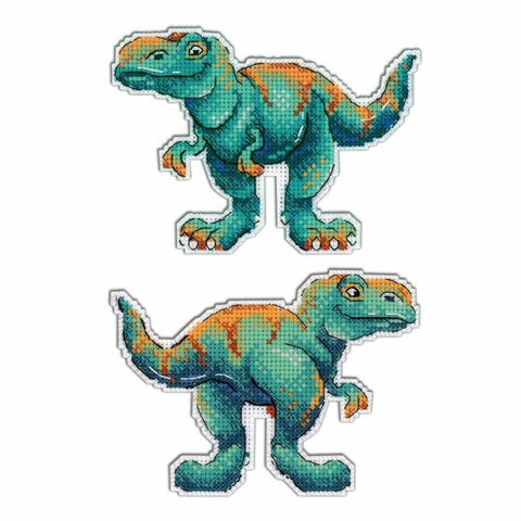 Dinosaur Tyrannosaur 2D  Cross stitch kit on plastic canvas. MP Studio P-271