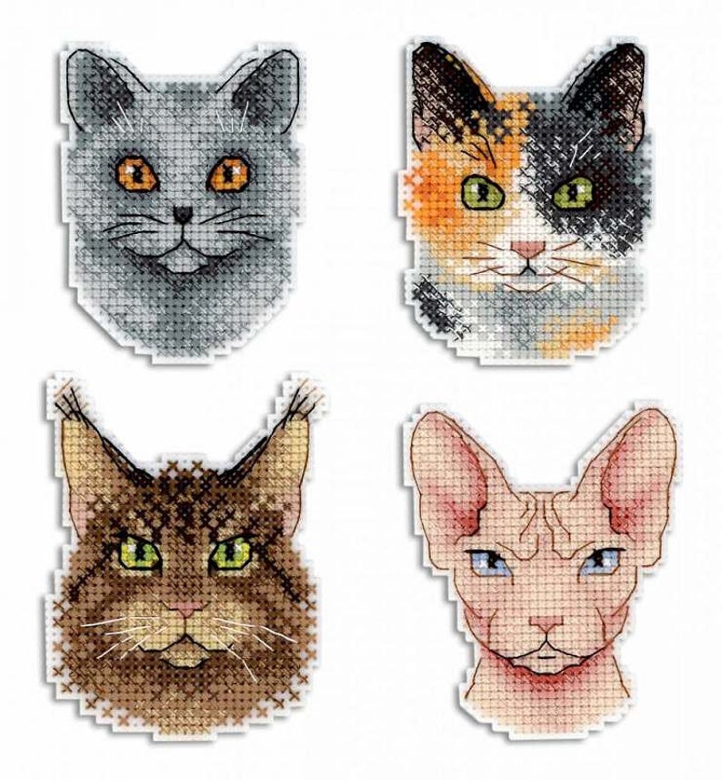 "Who said..." Meow  Magnets  Cross stitch kit on plastic canvas. MP Studio P-340