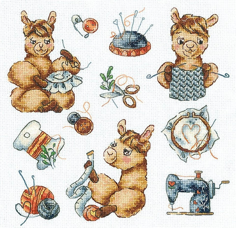 Sampler: Lama Needlewoman. Cross stitch kit. Adrianna C-62