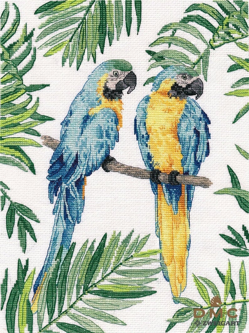 Colorful Parrots. Cross Stitch Kit Oven 1348