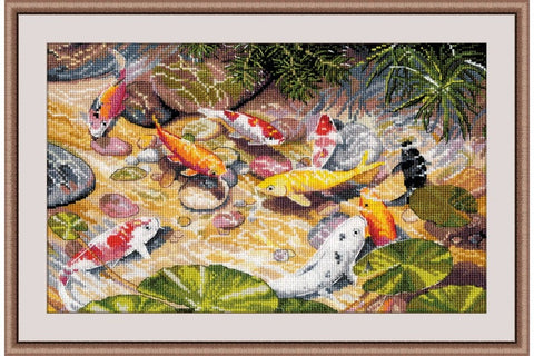 Nine Koi Carps.  Counted Cross stitch kit. Oven 1036