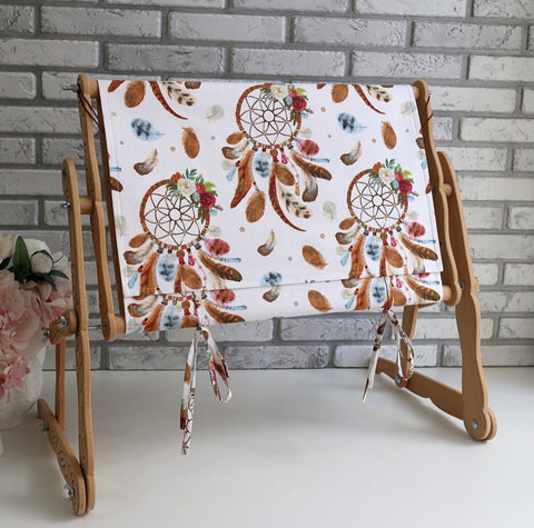 Hoop/Stand cover, protection for embroidery set.  Dreamcatcher White pattern.